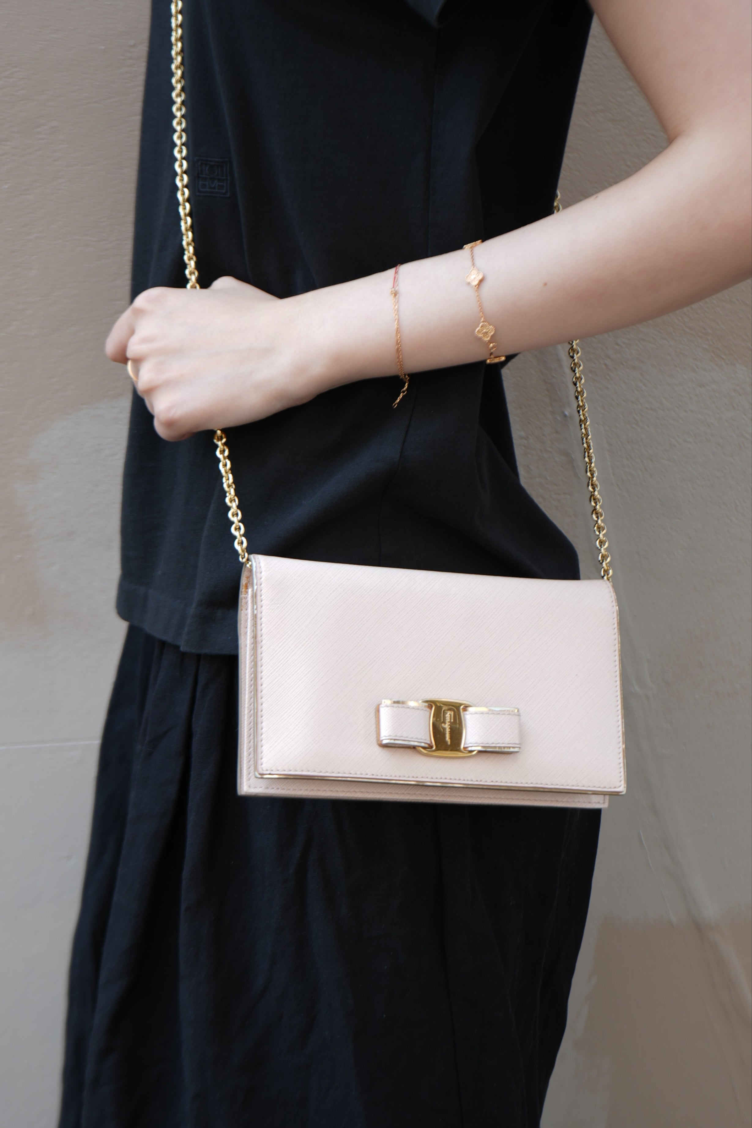 Ferragamo Beige Wallet On Chain