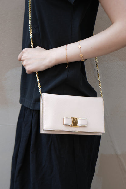 Ferragamo Beige Wallet On Chain