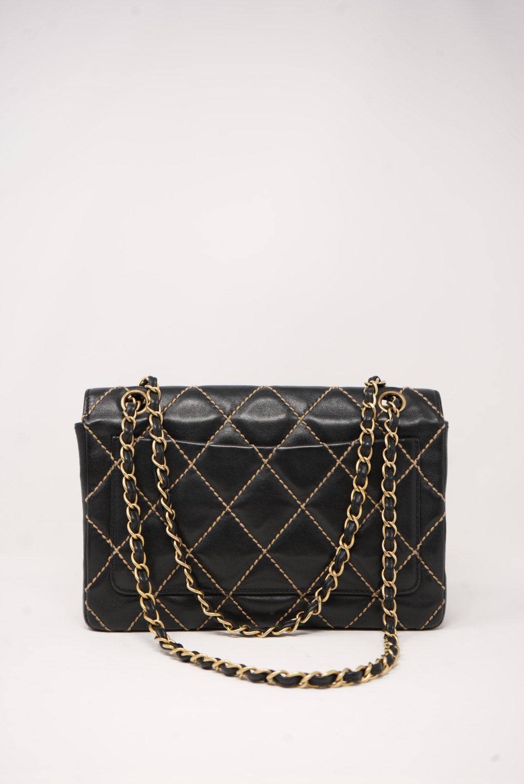 Pre-Owned CHANEL Wild Stitch Shoulder Bag Black 2003-2004