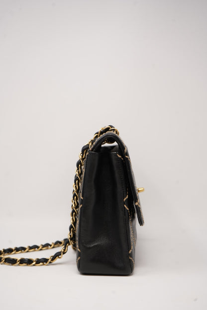 Pre-Owned CHANEL Wild Stitch Shoulder Bag Black 2003-2004