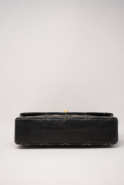 Pre-Owned CHANEL Wild Stitch Shoulder Bag Black 2003-2004