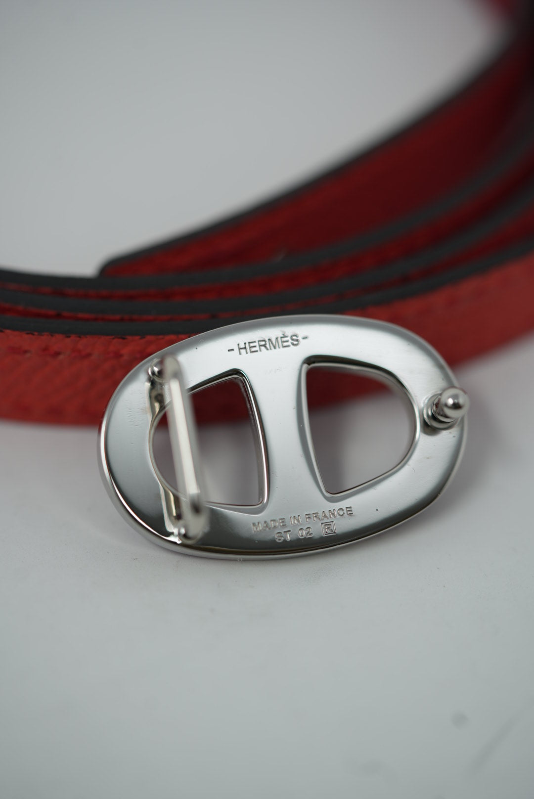 Hermes Chaine D'ancre  Coral/Red Leather Strap Belt #85