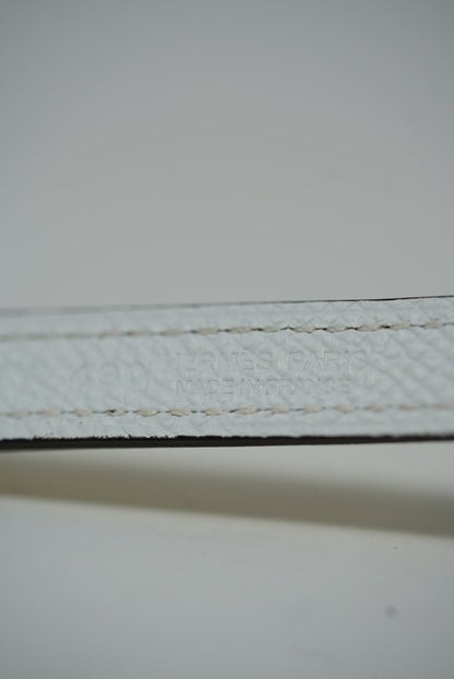 Hermes 2020 Gourmette Equestre Belt Buckle & Reversible Leather Strap Lime/White #80