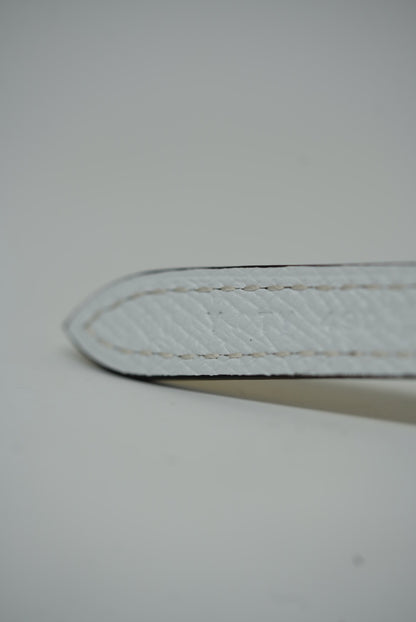Hermes 2020 Gourmette Equestre Belt Buckle & Reversible Leather Strap Lime/White #80