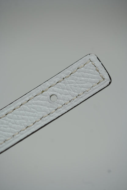 Hermes 2020 Gourmette Equestre Belt Buckle & Reversible Leather Strap Lime/White #80
