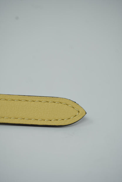 Hermes 2020 Gourmette Equestre Belt Buckle & Reversible Leather Strap Lime/White #80