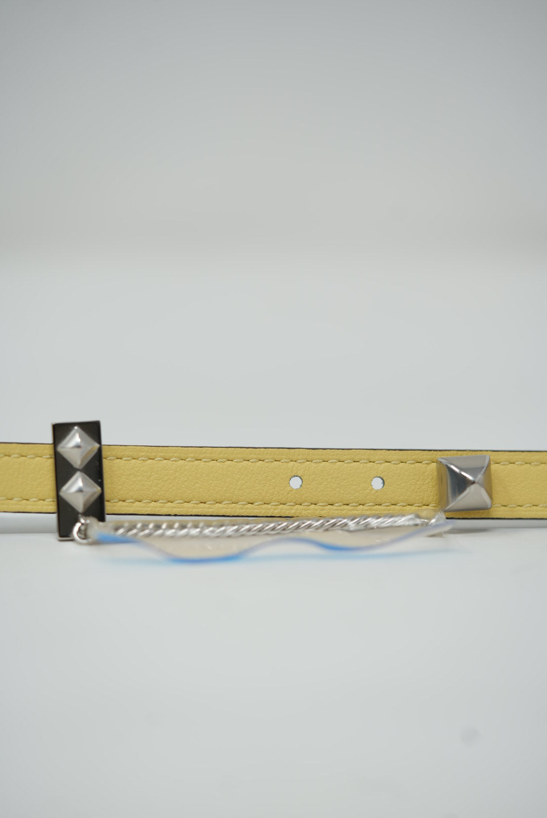 Hermes 2020 Gourmette Equestre Belt Buckle & Reversible Leather Strap Lime/White #80