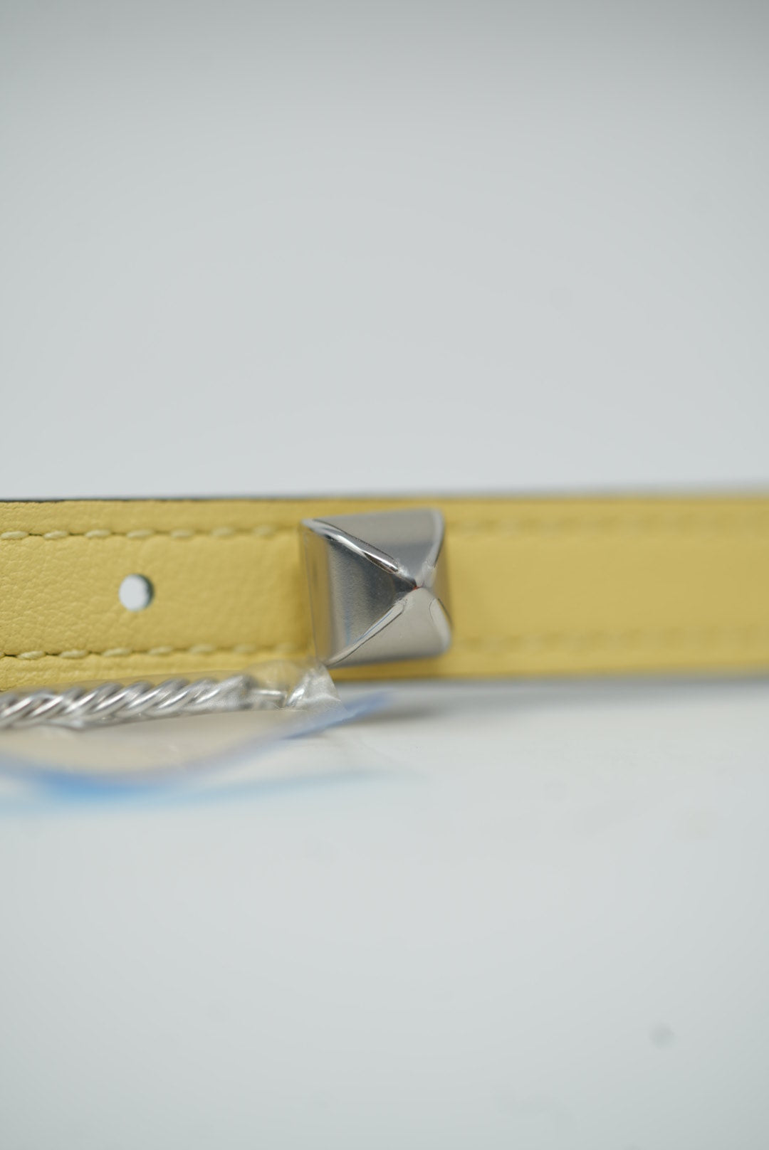 Hermes 2020 Gourmette Equestre Belt Buckle & Reversible Leather Strap Lime/White #80