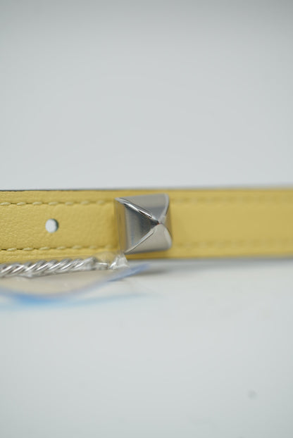 Hermes 2020 Gourmette Equestre Belt Buckle & Reversible Leather Strap Lime/White #80