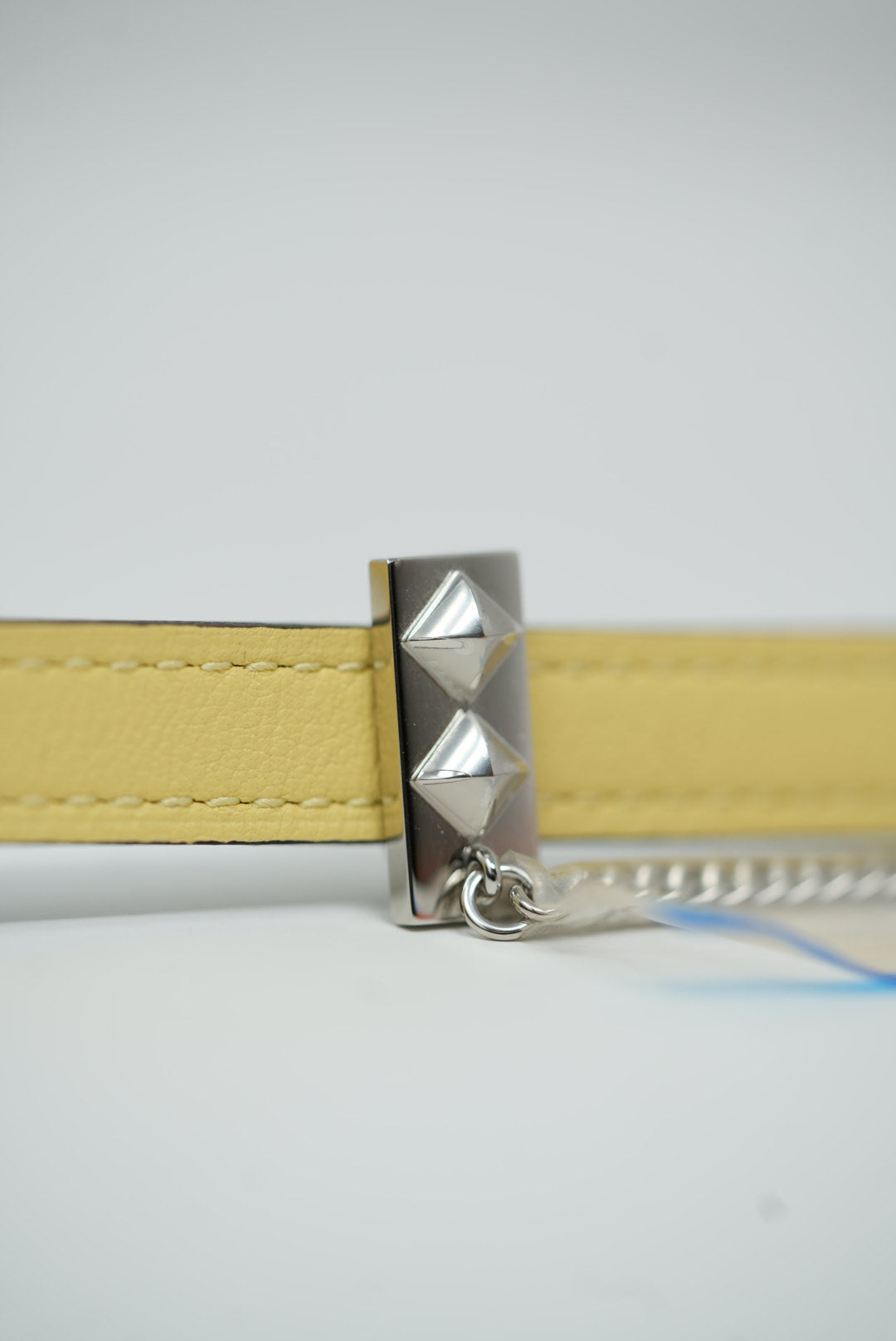 Hermes 2020 Gourmette Equestre Belt Buckle & Reversible Leather Strap Lime/White #80