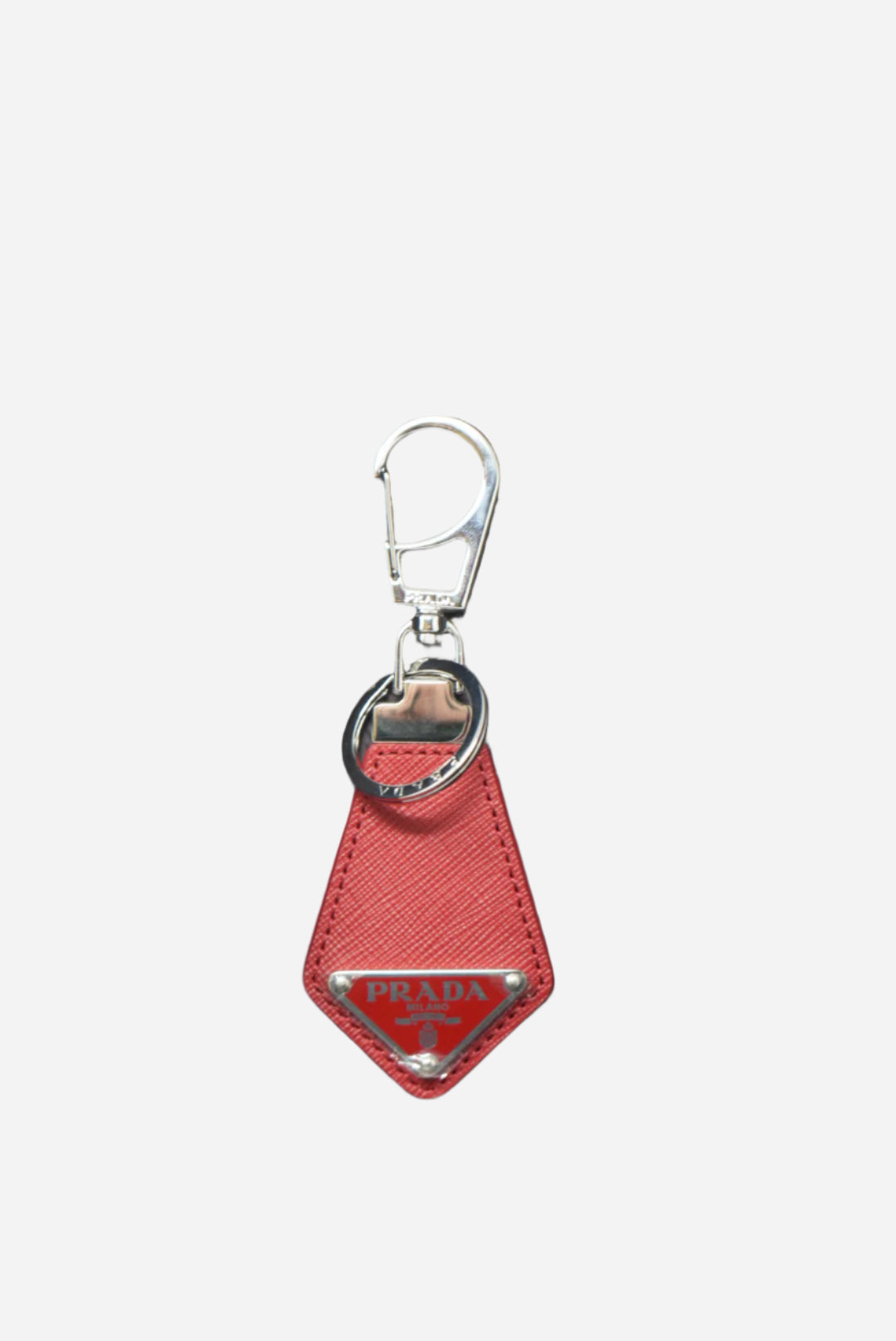 Prada Saffiano leather keychain Red