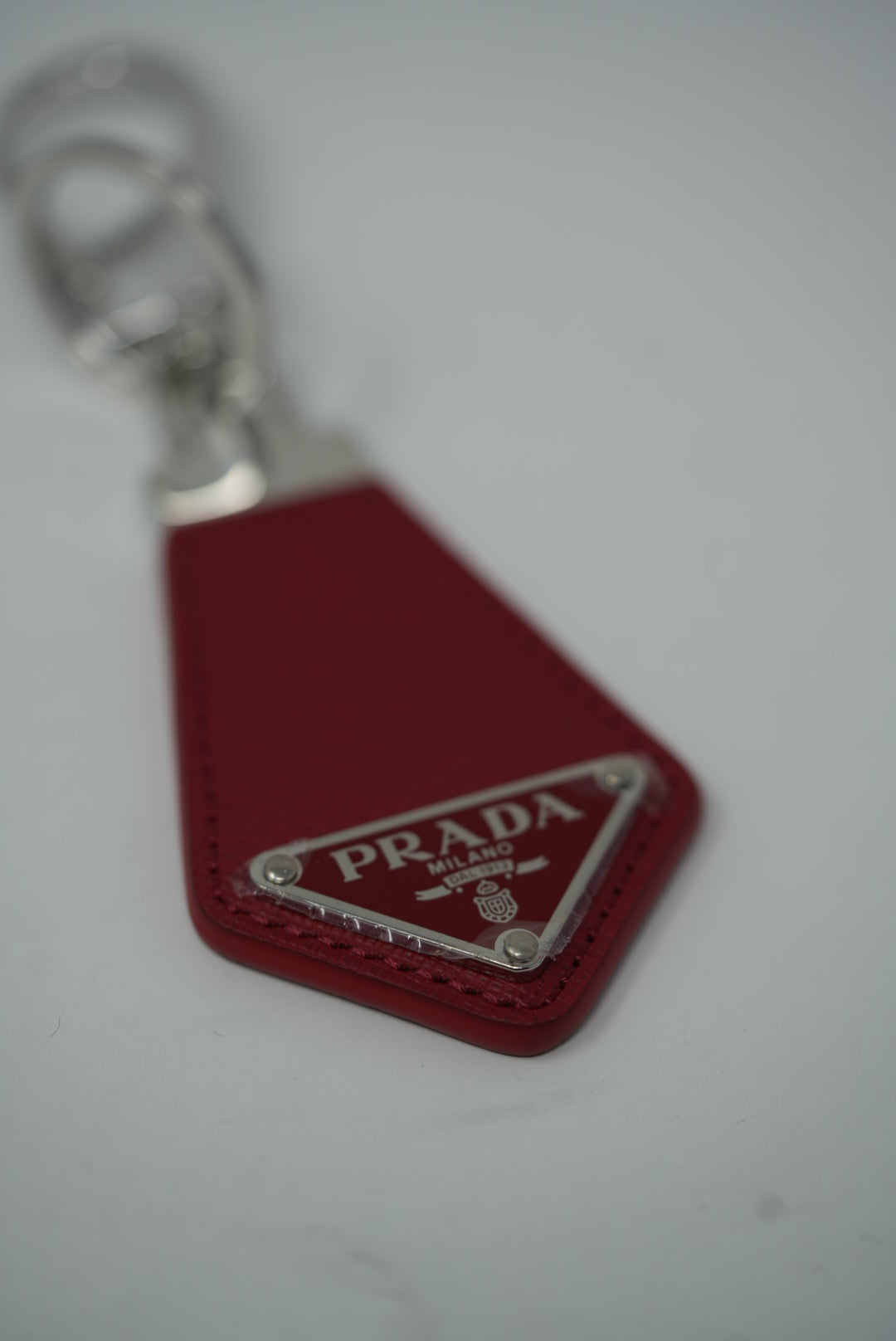 Prada Saffiano leather keychain Red
