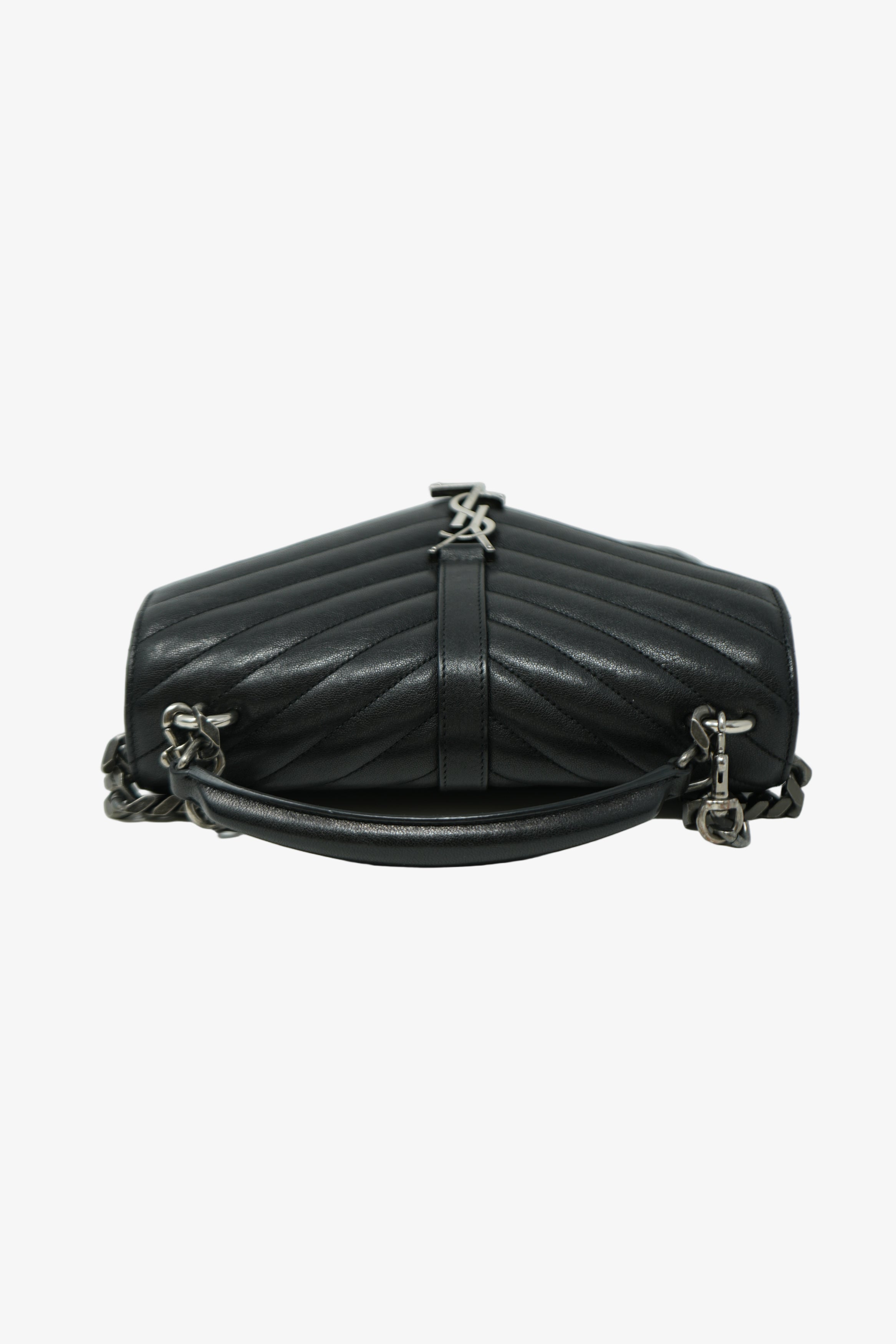 Saint Laurent Black Medium Calfskin Leather Quilted College Handbag