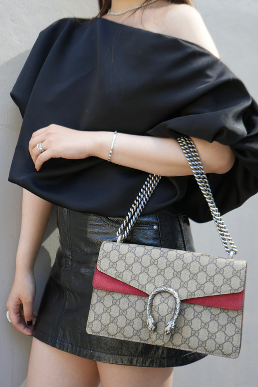 Gucci Canvas/Red Small GG Canvas Dionysus Shoulder Bag