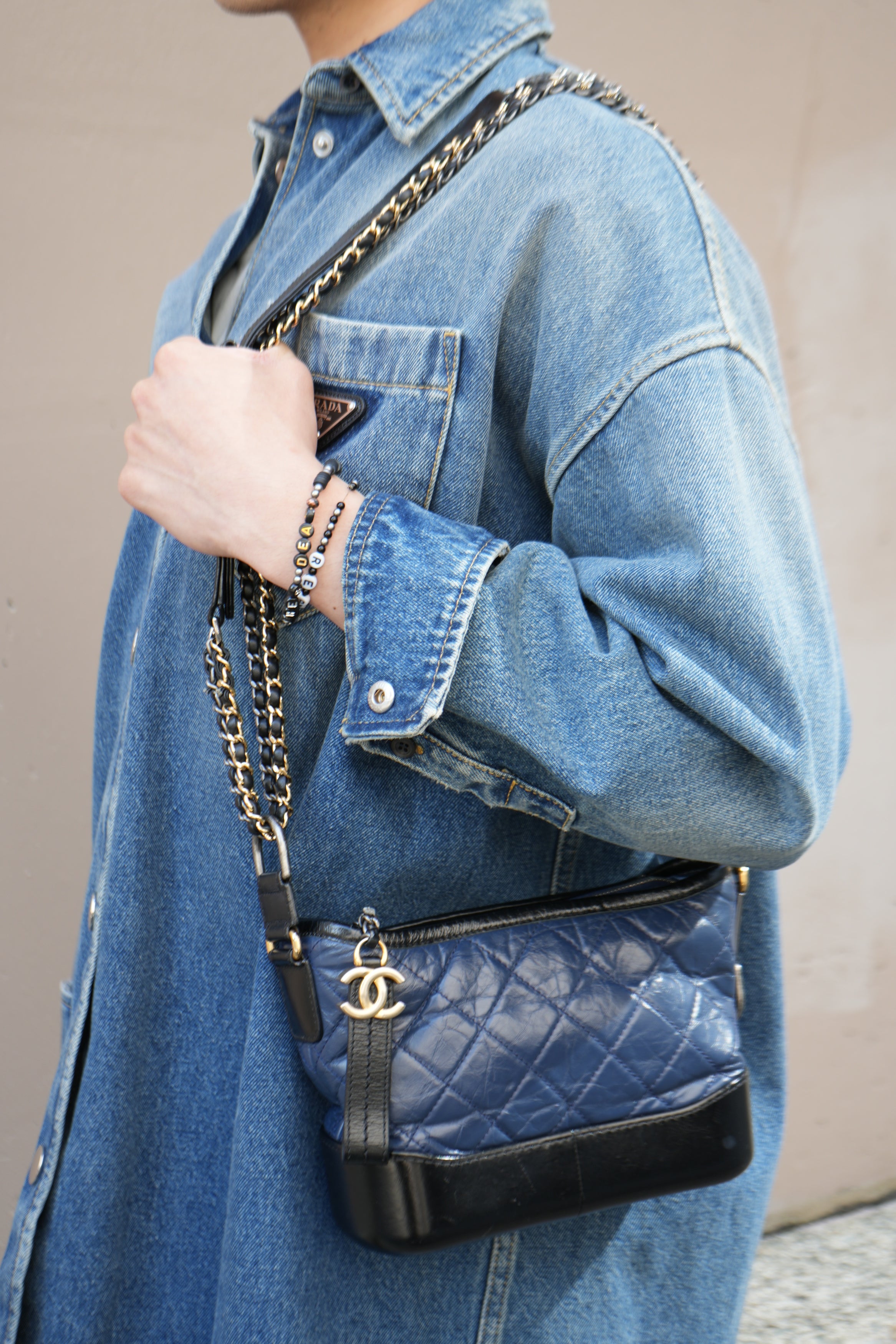 Pre-owned Chanel Small Navy/Black Gabrielle Hobo Bag