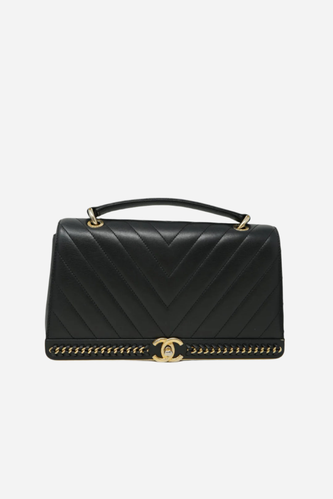 Pre-Owned Chanel Chevron Top Handle Lambskin