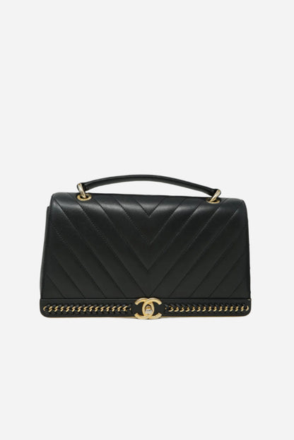 Pre-Owned Chanel Chevron Top Handle Lambskin