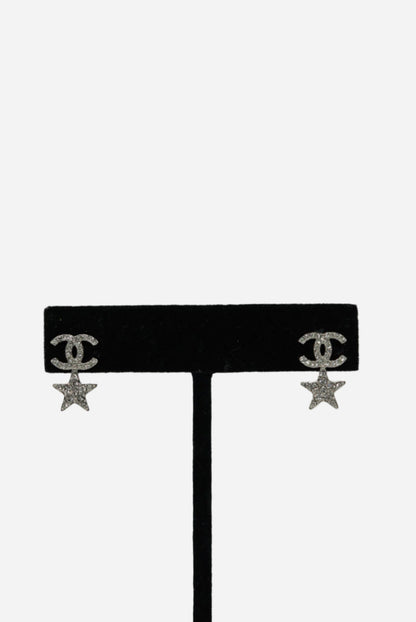 Pre-Owned Chanel CC Logo Star Rhinestone Earrings 2020