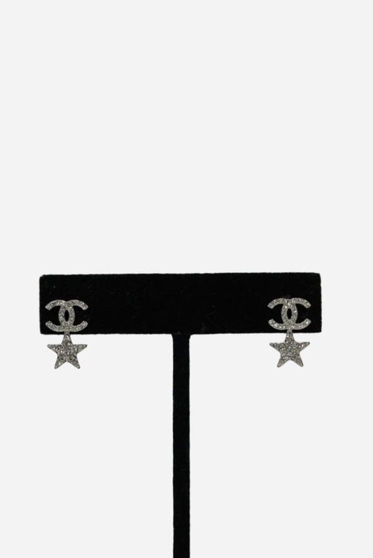 Pre-Owned Chanel CC Logo Star Rhinestone Earrings 2020