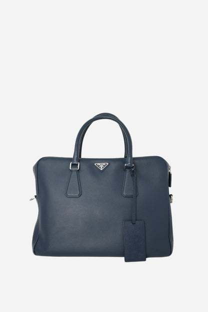 Prada Saffiano Leather Work Bag Navy