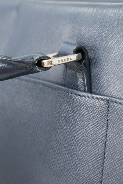Prada Saffiano Leather Work Bag Navy