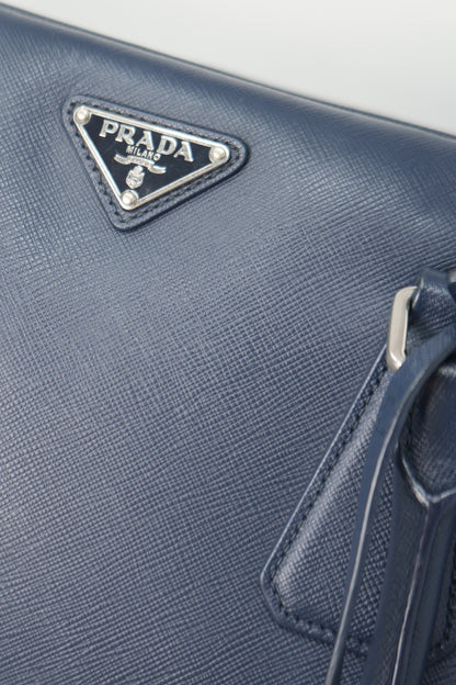 Prada Saffiano Leather Work Bag Navy