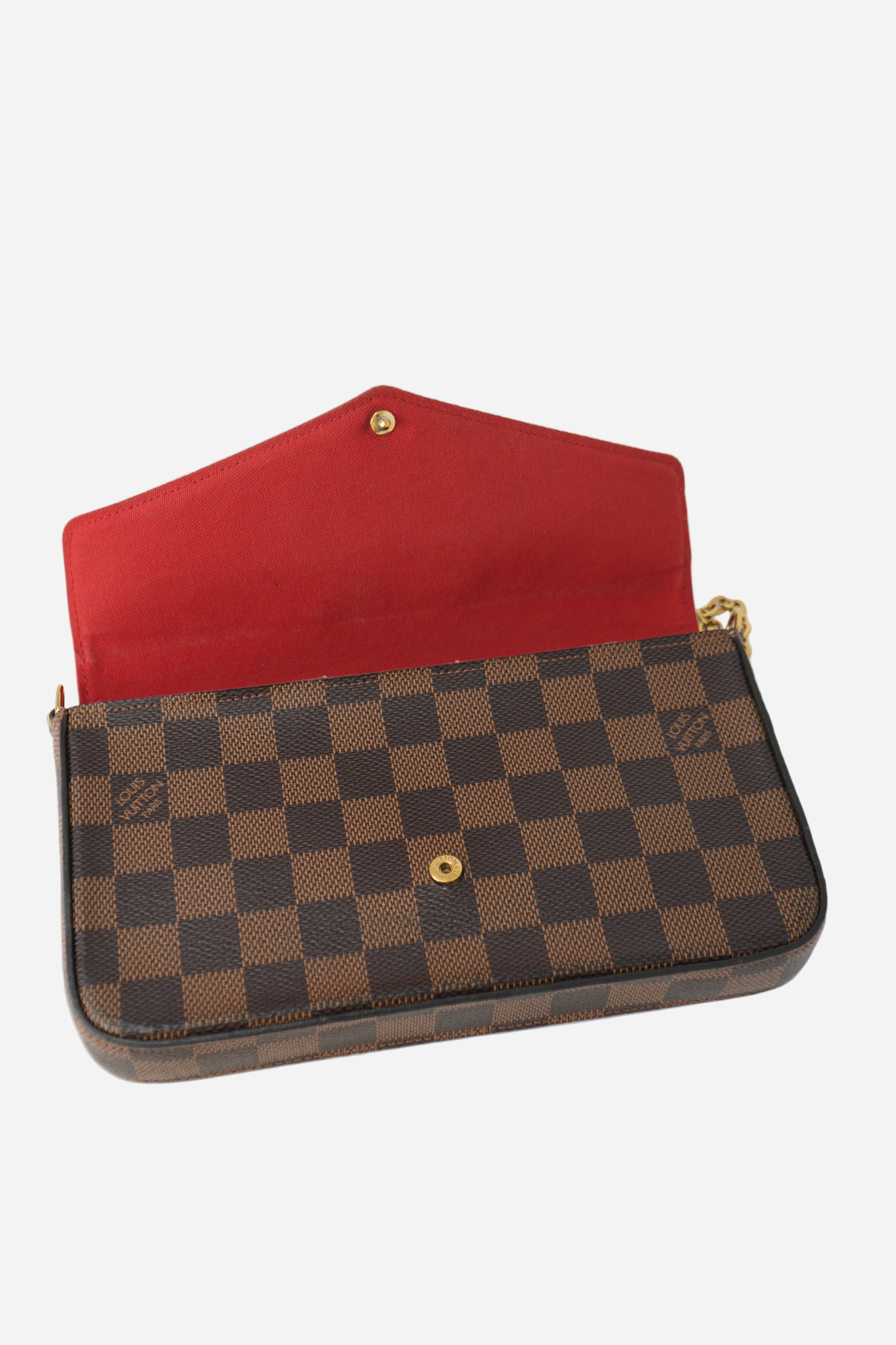 Louis Vuitton 2018 Brown/Red Damier Ebene Canvas Félicie Pochette