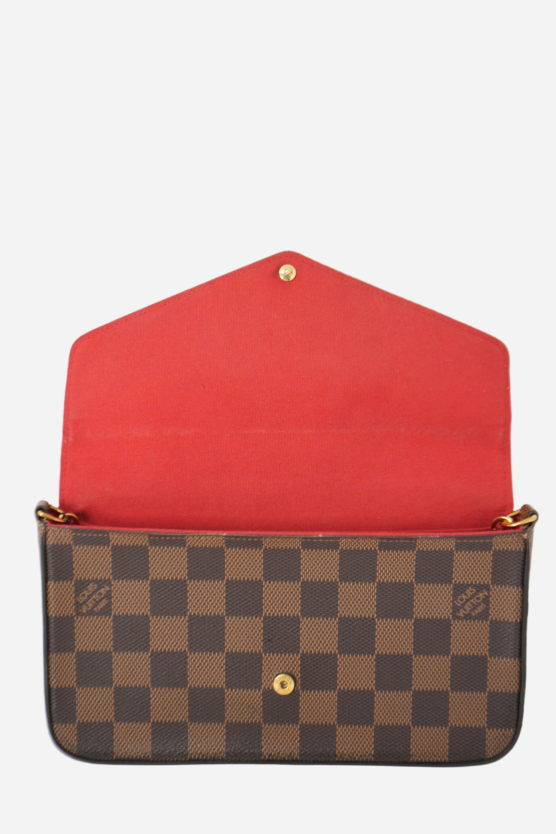Louis Vuitton 2018 Brown/Red Damier Ebene Canvas Félicie Pochette