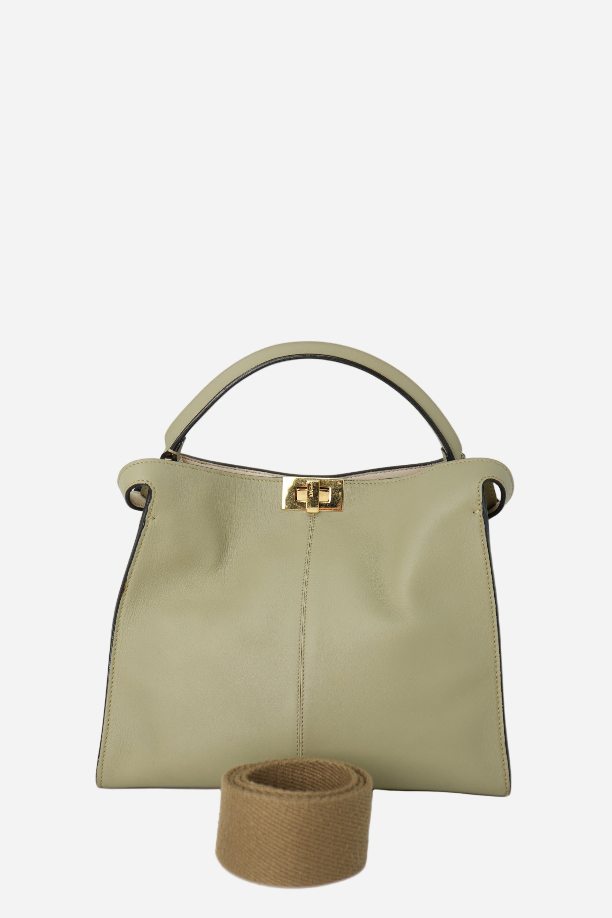 Fendi Vitello Seta Medium Peekaboo X-Lite Mandorlo Bag