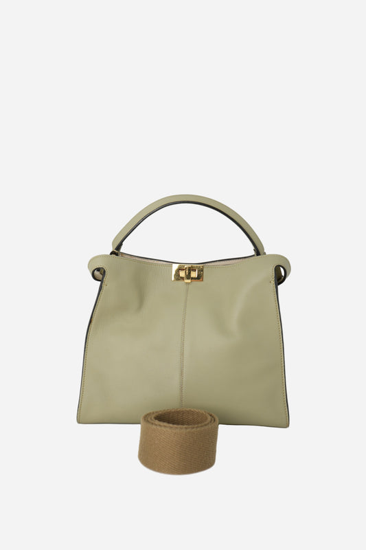 Fendi Vitello Seta Medium Peekaboo X-Lite Mandorlo