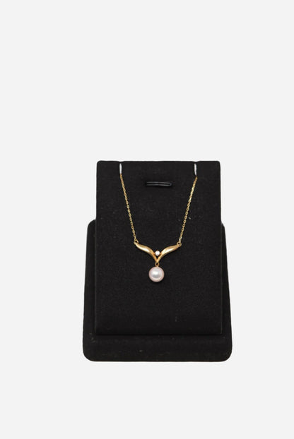 MIKIMOTO Pearl Diamond Necklace 7mm 18k gold