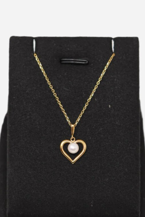 Mikimoto Vintage Heart 1 Pearl Necklace K18