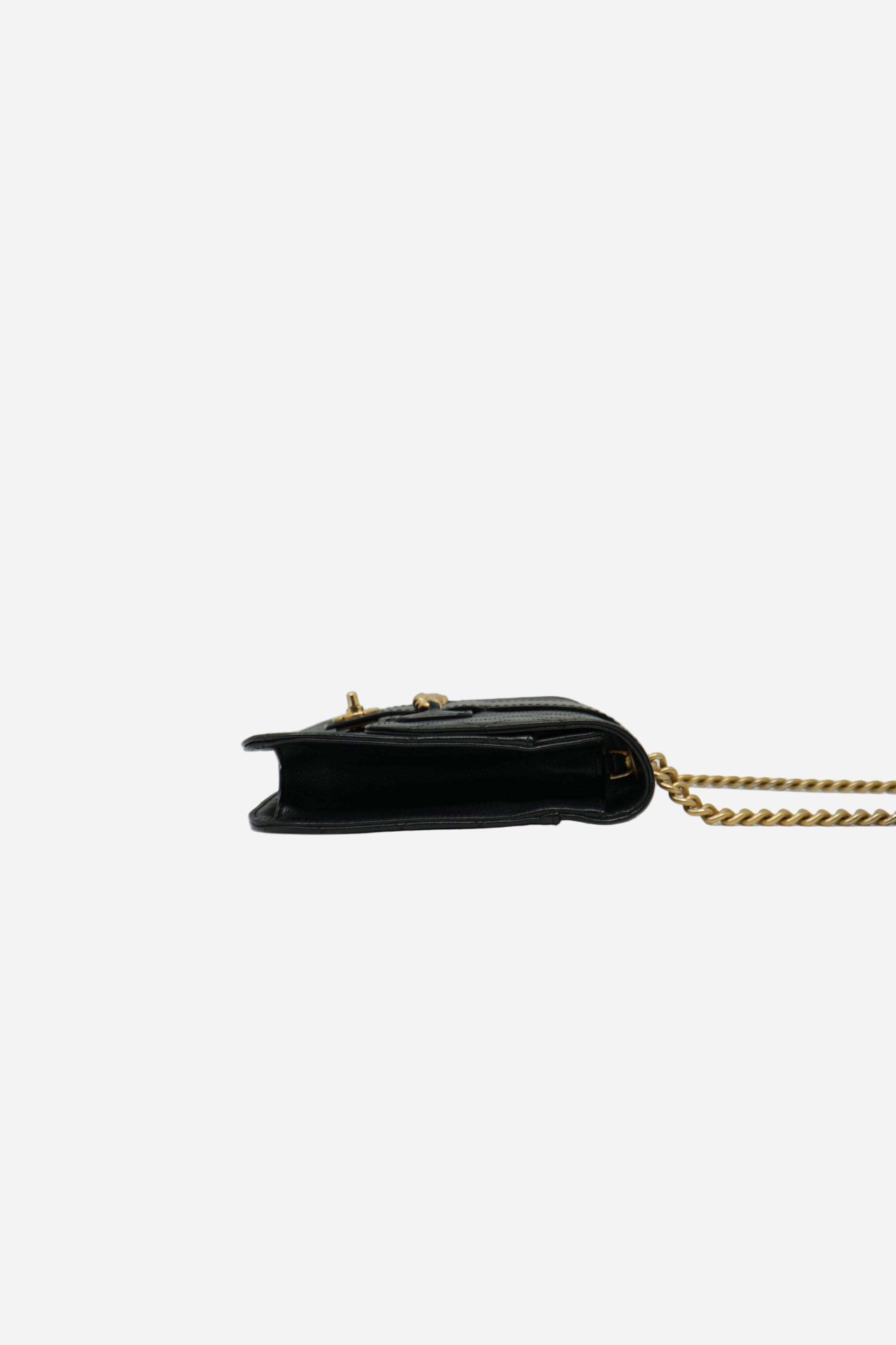 Pre-Owned Chanel 2017–2018 Black Calfskin Front Chain Flap Bag