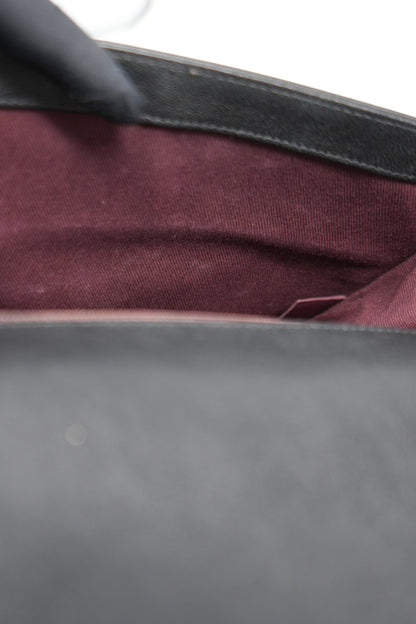 Pre-Owned Chanel 2017–2018 Black Calfskin Front Chain Flap Bag