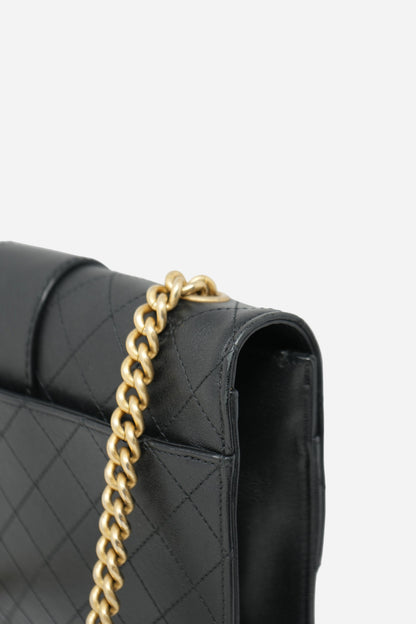 Pre-Owned Chanel 2017–2018 Black Calfskin Front Chain Flap Bag