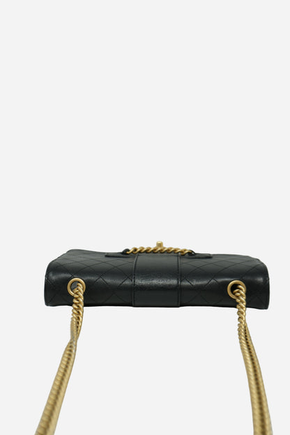 Pre-Owned Chanel 2017–2018 Black Calfskin Front Chain Flap Bag