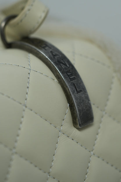 Pre-Owned Chanel 2015–2016 White Shearling/Calf Salzburg Backpack