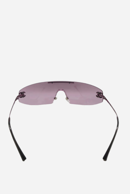Pre-Owned Chanel CC Logo Shield Sunglasses Purple