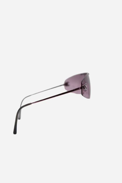 Pre-Owned Chanel CC Logo Shield Sunglasses Purple