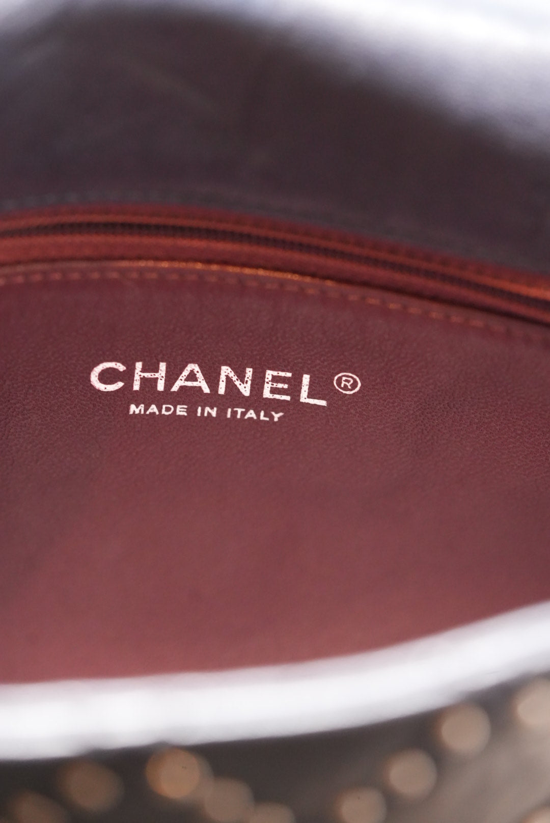 Pre-Owned Chanel Studded Flap Bag Calfskin Dark Blue 2014