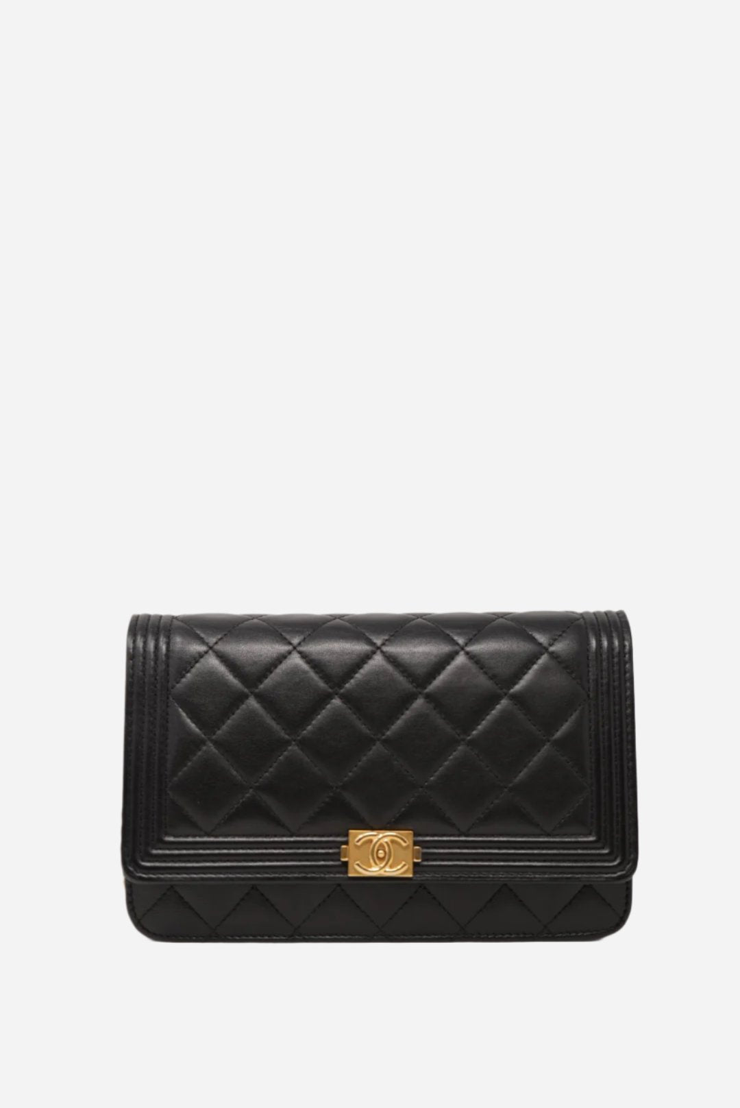 Pre-Owned CHANEL Lambskin Boy Wallet On Chain 2014-2015