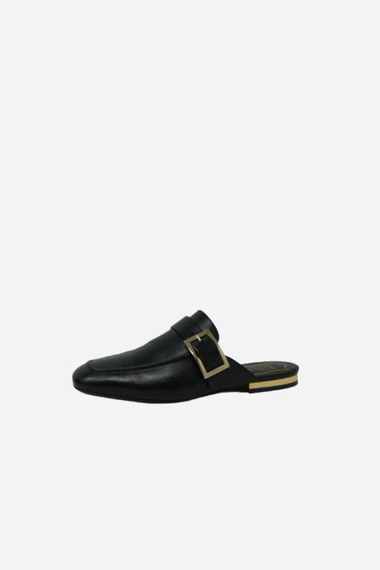 Roger Vivier Black Metal Buckle Slipper