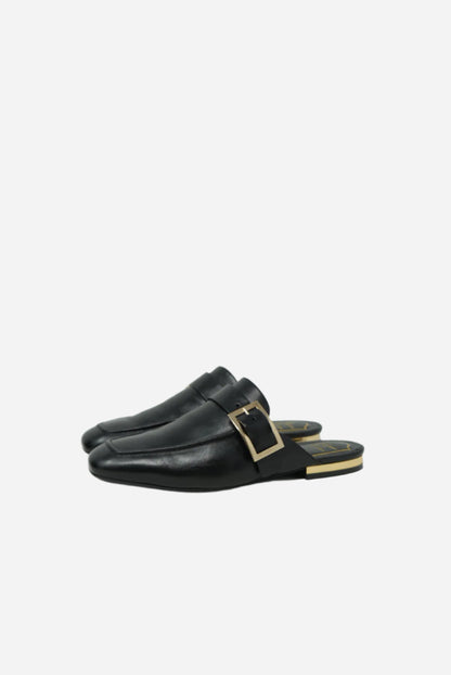 Roger Vivier Black Metal Buckle Slipper