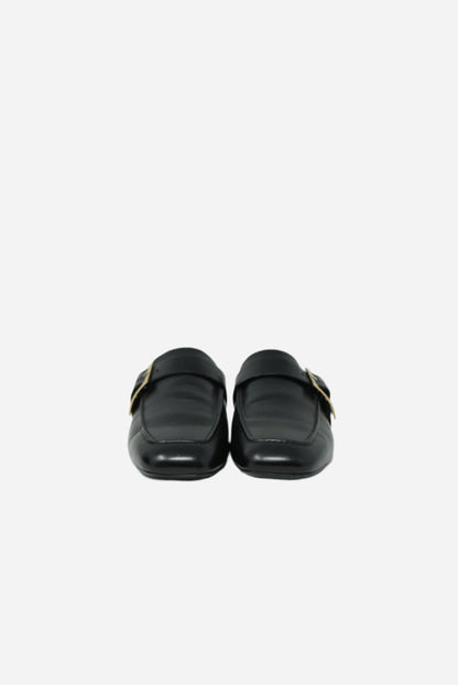 Roger Vivier Black Metal Buckle Slipper