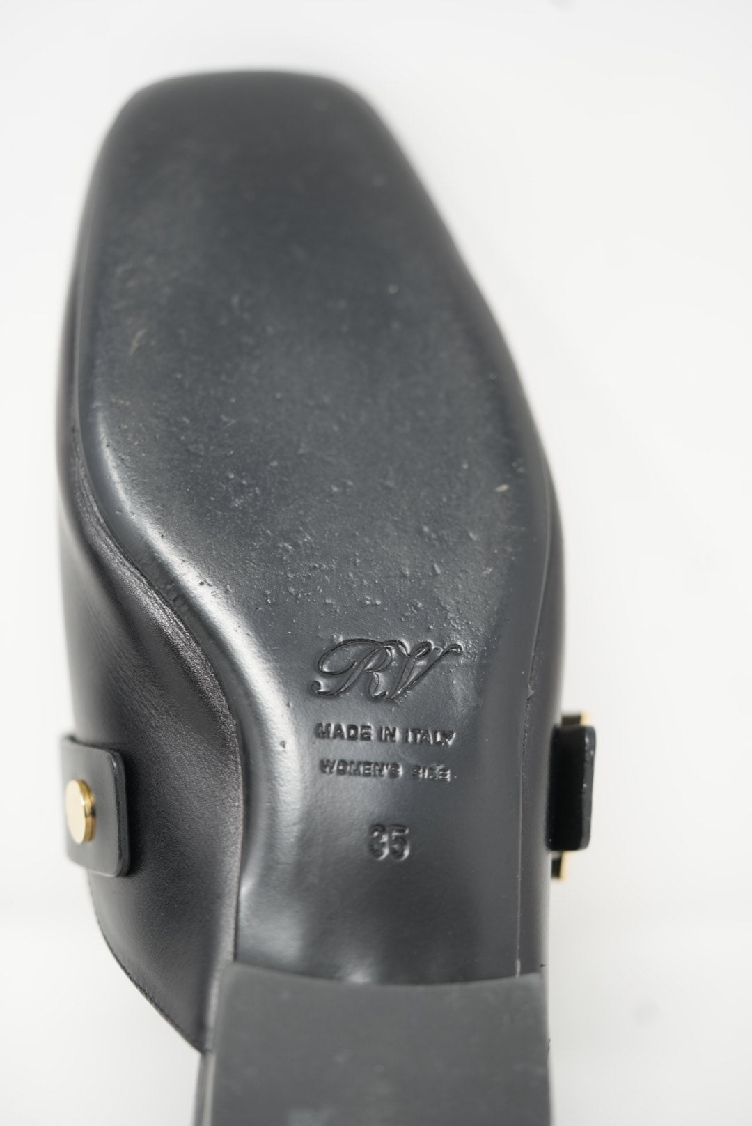 Roger Vivier Black Metal Buckle Slipper