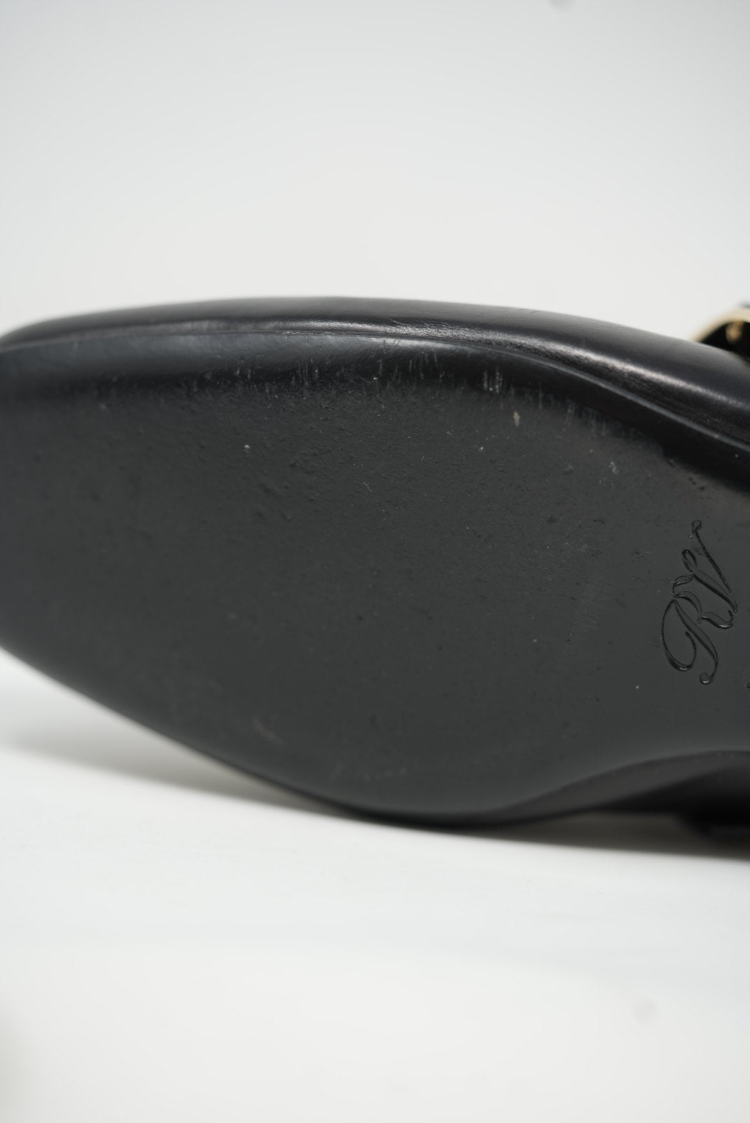 Roger Vivier Black Metal Buckle Slipper