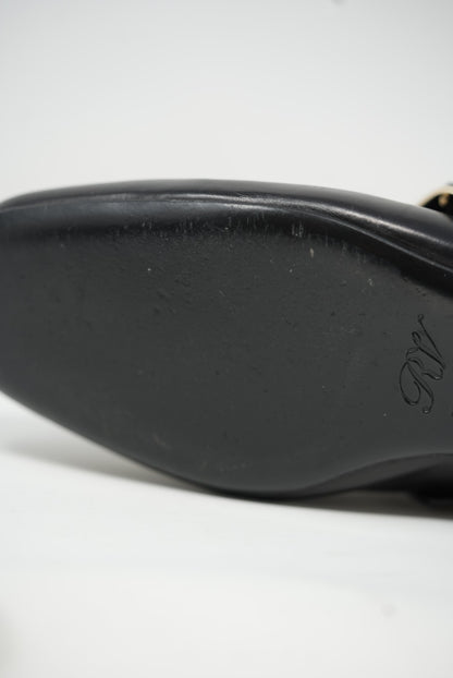 Roger Vivier Black Metal Buckle Slipper