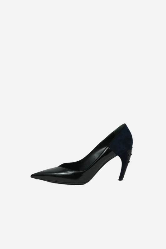Louis Vuitton Black Velvet/Leather Pumps