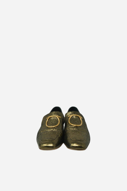 Salvatore Ferragamo Gold Leather Loafer