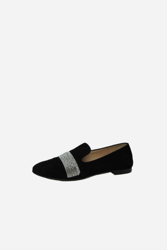 Giuseppe Zanotti Black Velvet Crystal Loafer